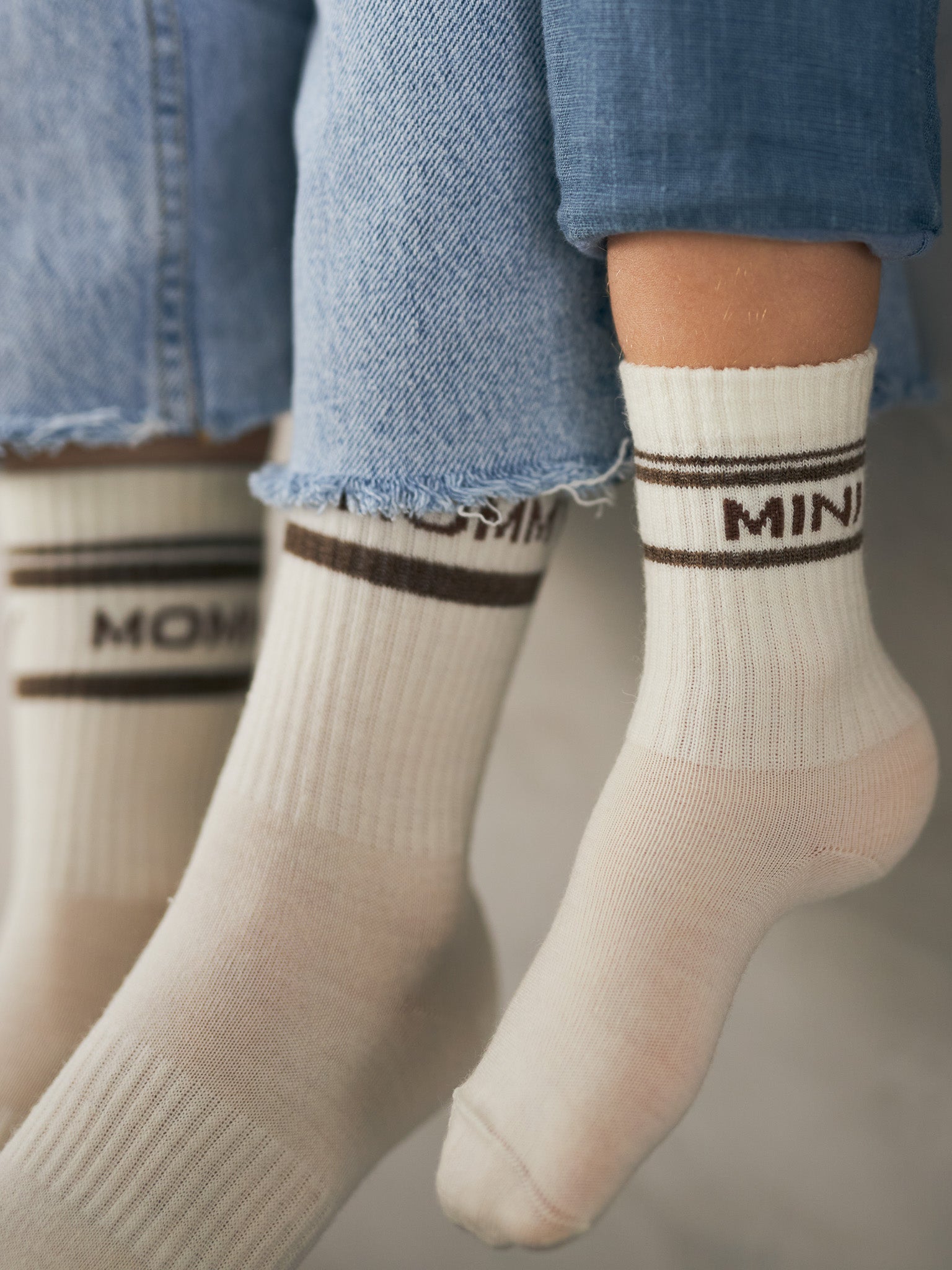 Wollsocken MINI - creme/ braun - FAMVIBES 