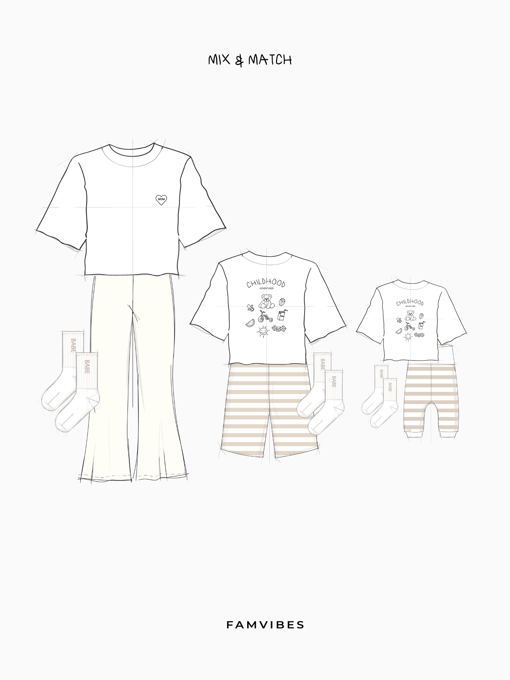 MOM Heart Shirt weiß/schwarz - FAMVIBES
