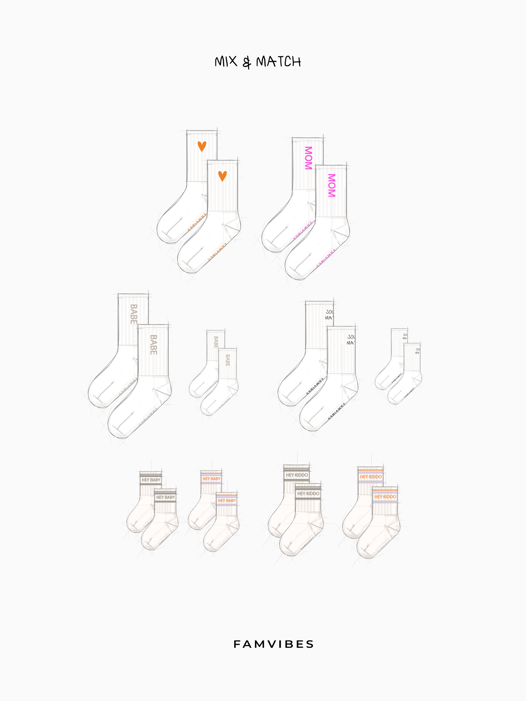 MOM Socken - weiß/ pink - FAMVIBES 