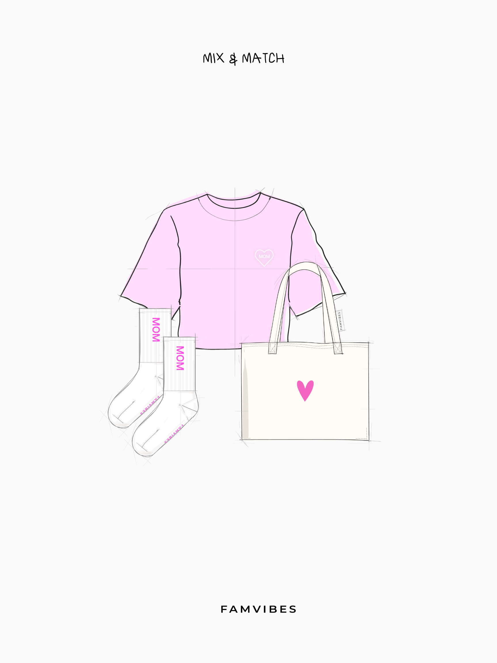 MOM Socken - weiß/ pink - FAMVIBES