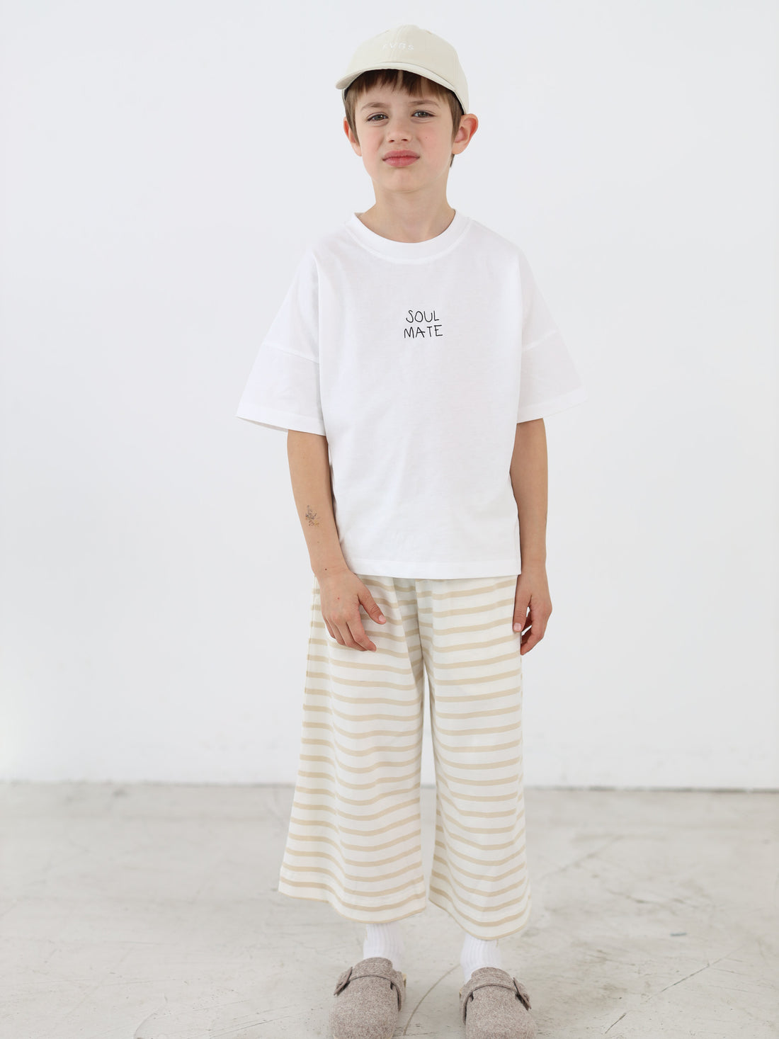 Flowy Pants Striped Kids - beige/ milk - FAMVIBES 