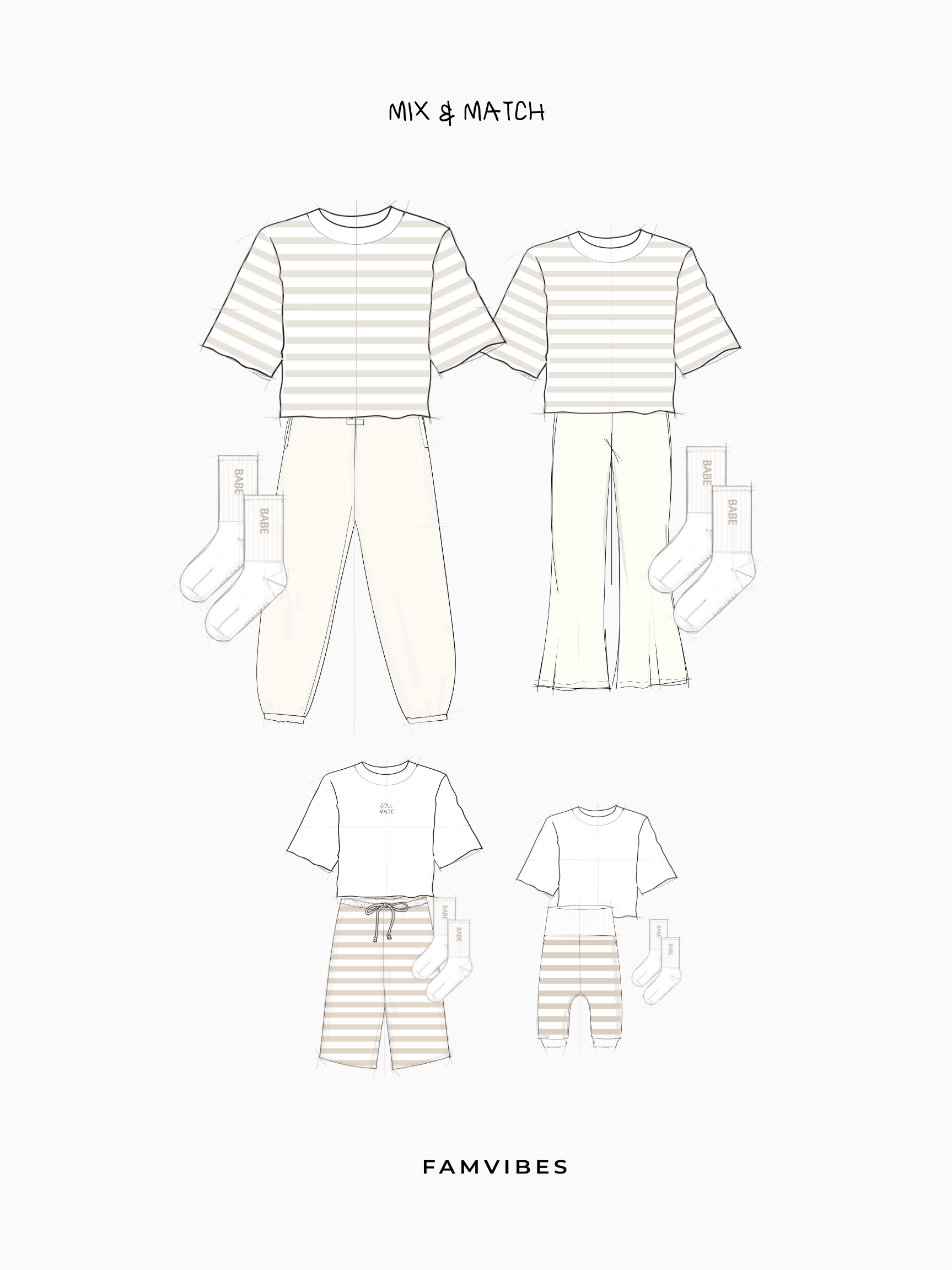 BABE Socken Kids - weiß/ taupe - FAMVIBES
