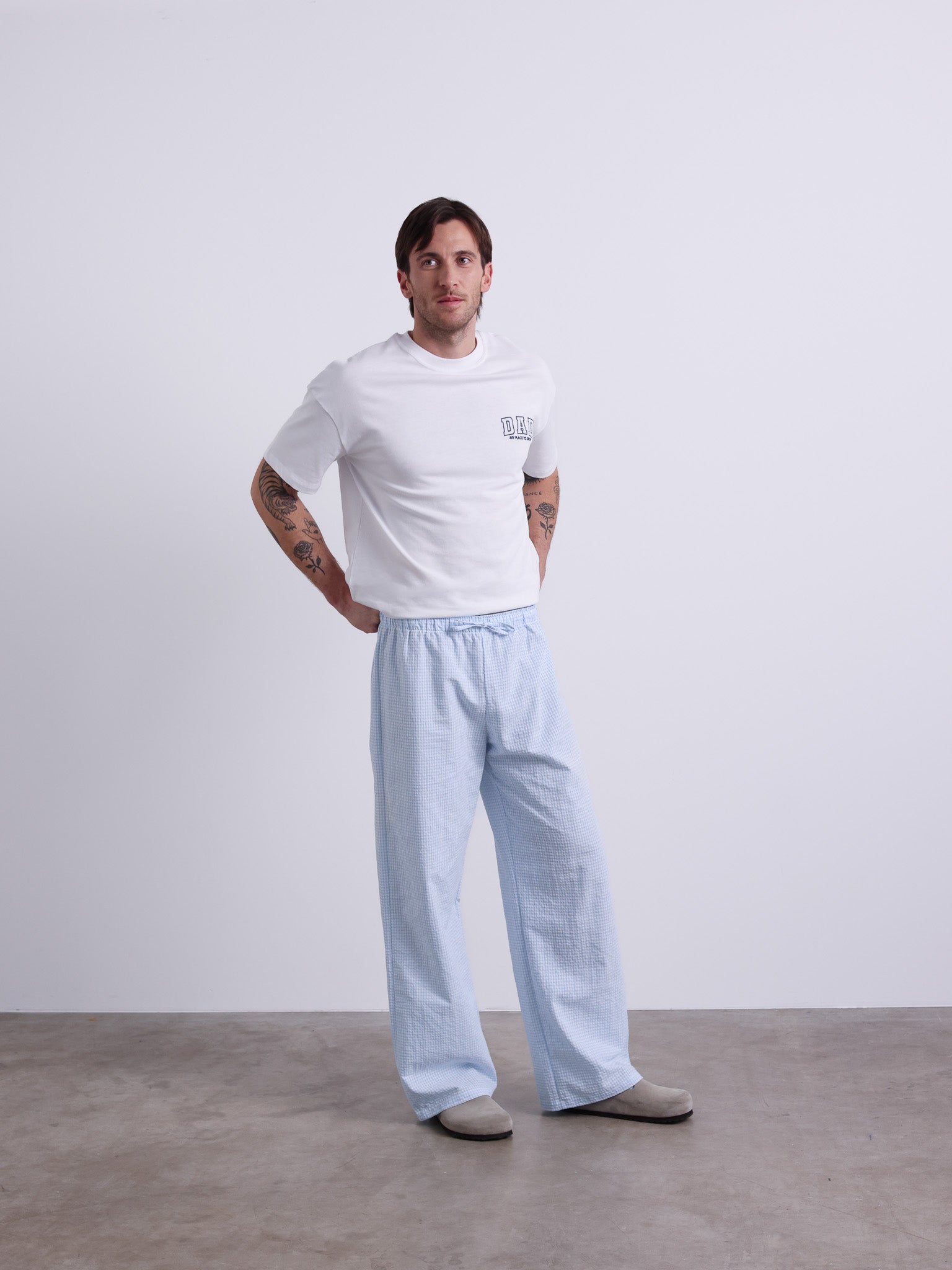 BLUE Vichykaro Pants Unisex - FAMVIBES