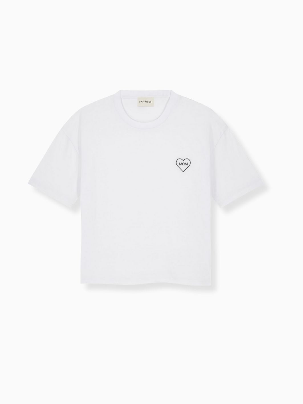 MOM Heart Shirt weiß/schwarz - FAMVIBES