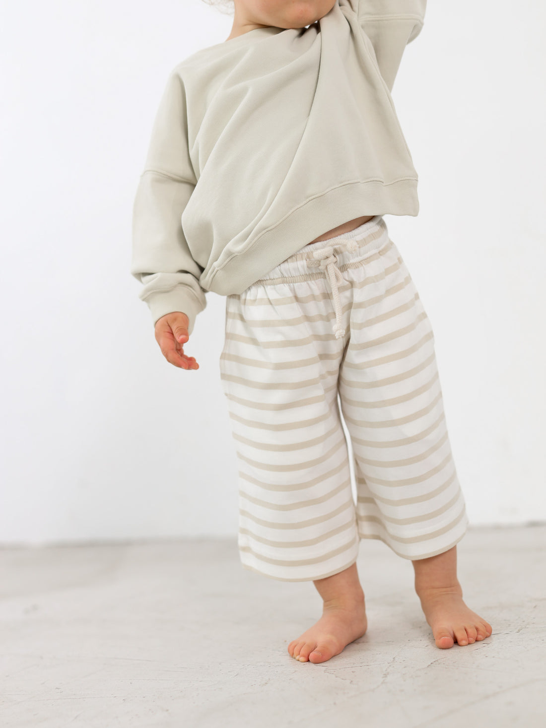Flowy Pants Striped Kids - beige/ milk - FAMVIBES 