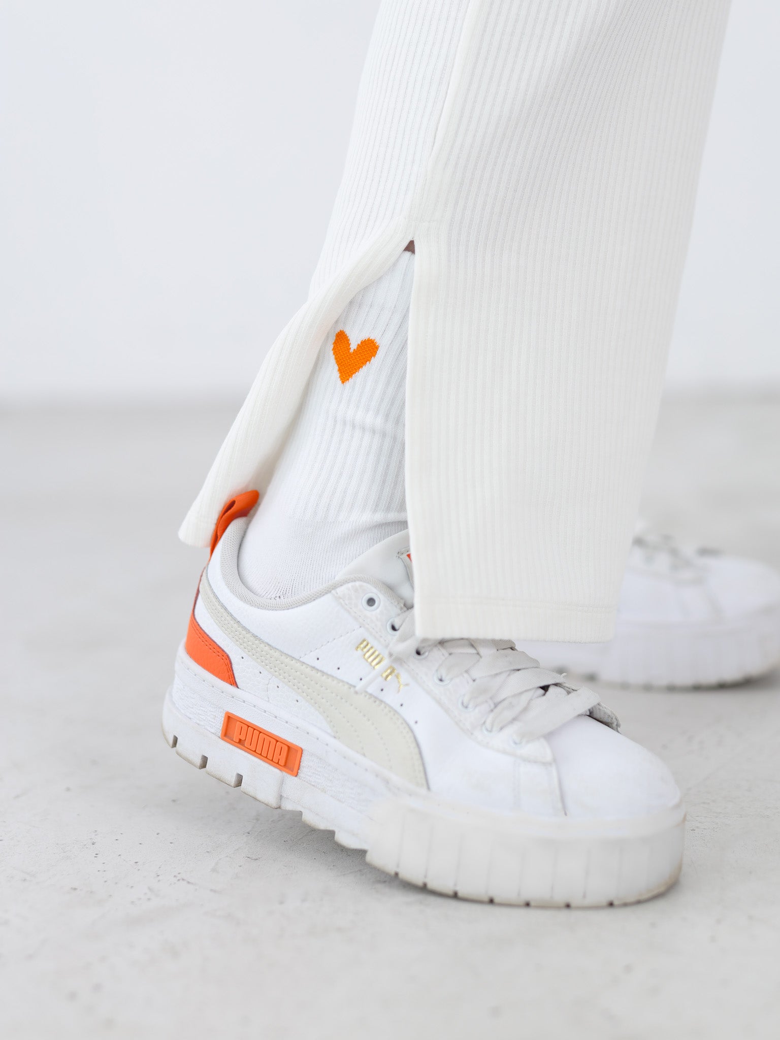 Heart Socken - weiß/ orange - FAMVIBES