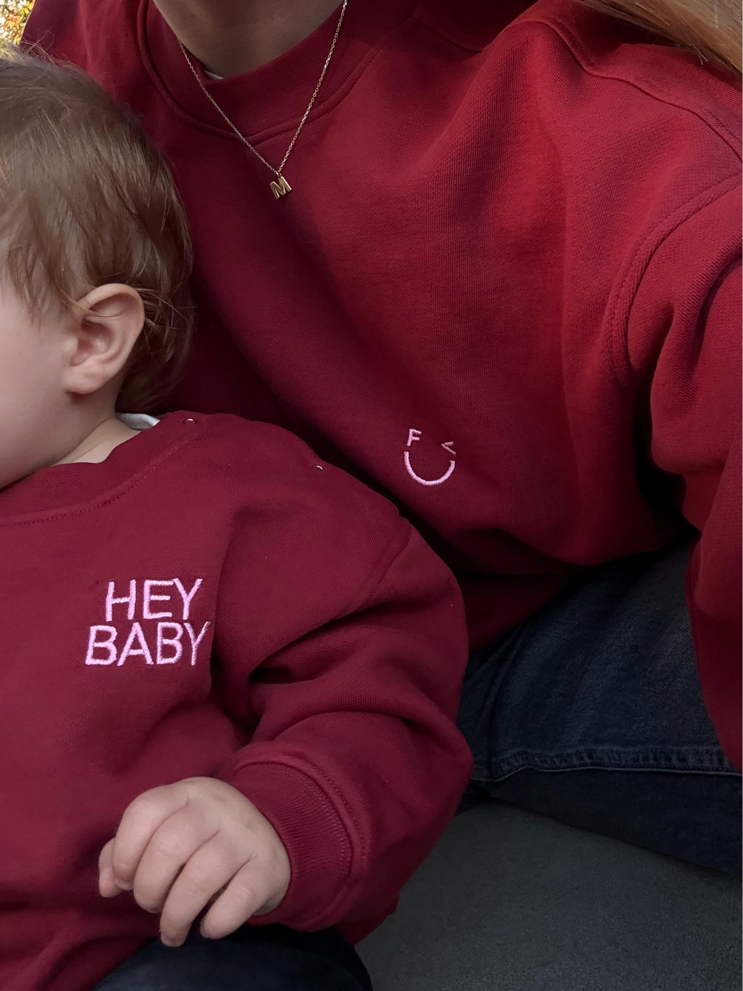 Bundle Deal HEY BABY Sweatshirt - burgundy - FAMVIBES