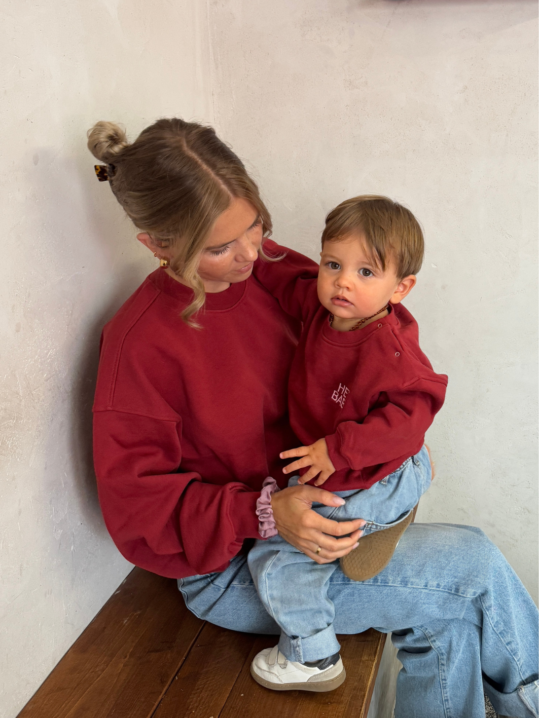 Bundle Deal HEY BABY Sweatshirt - burgundy - FAMVIBES