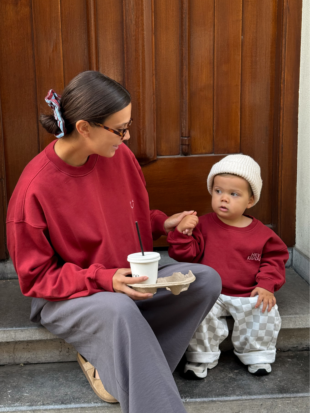 CHECKERED Pants KIDS - sand - FAMVIBES