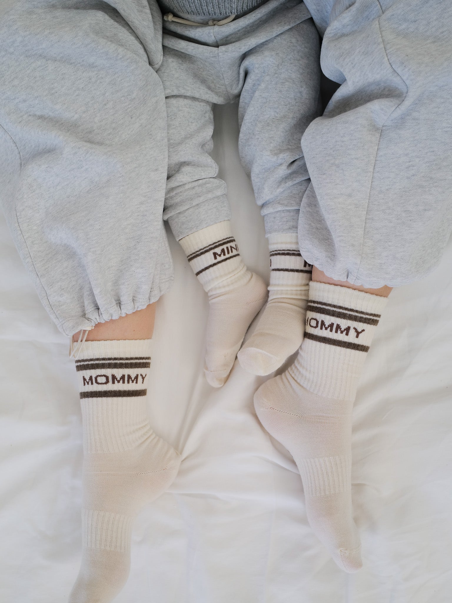 Wollsocken MOMMY - creme/ braun - FAMVIBES