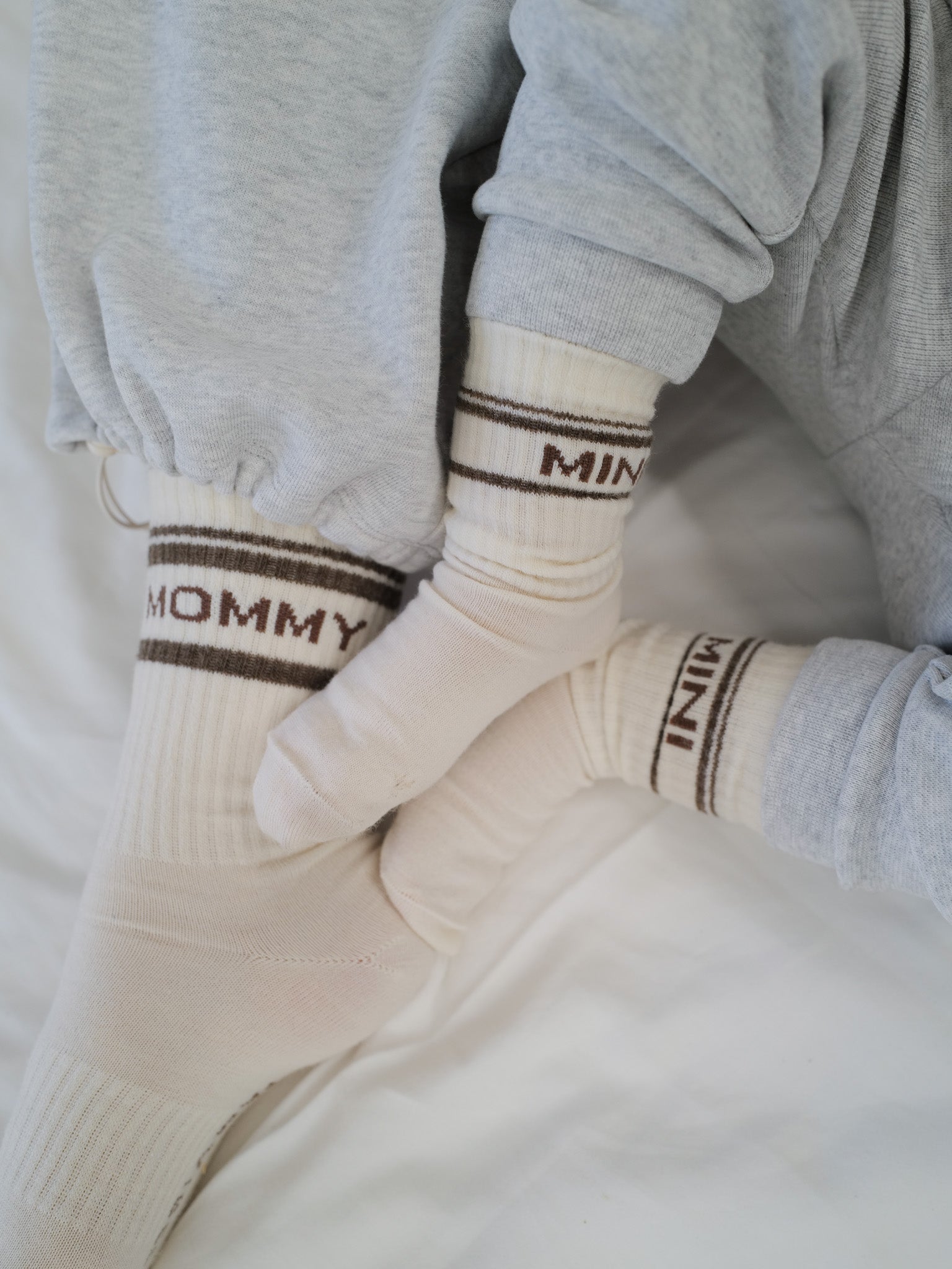 Wollsocken MINI - creme/ braun