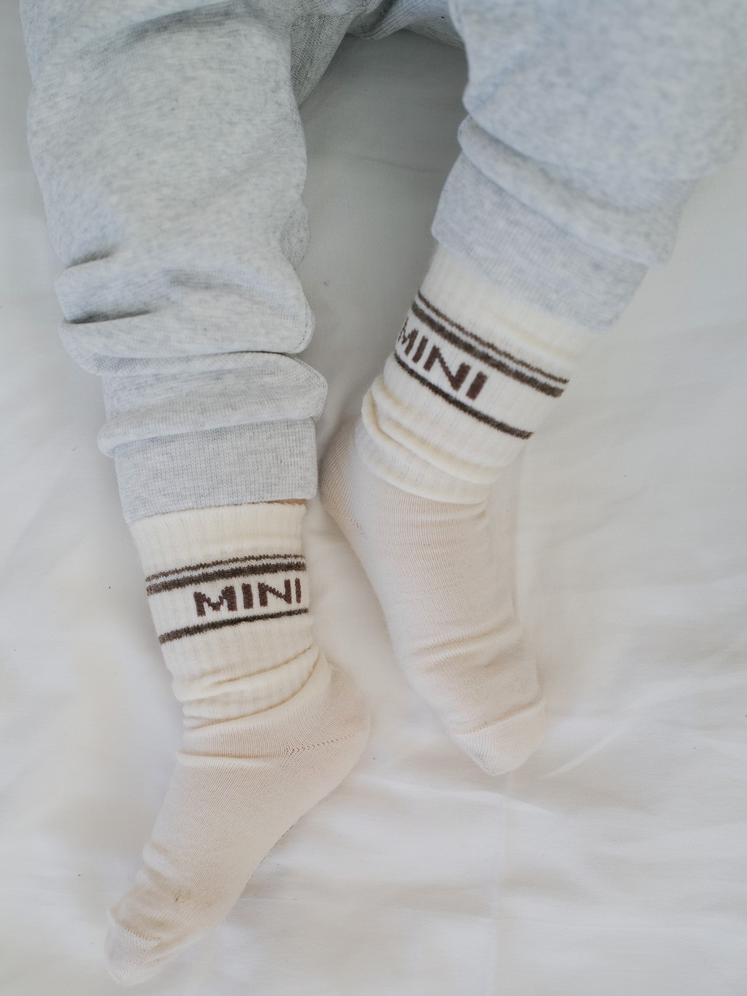 Wollsocken MINI - creme/ braun - FAMVIBES