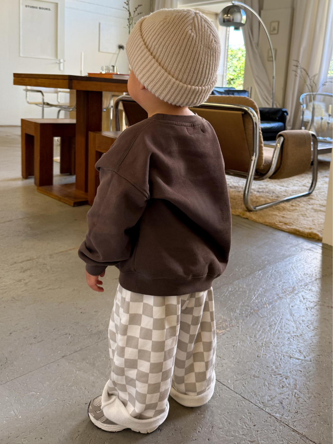 CHECKERED Pants KIDS - sand - FAMVIBES