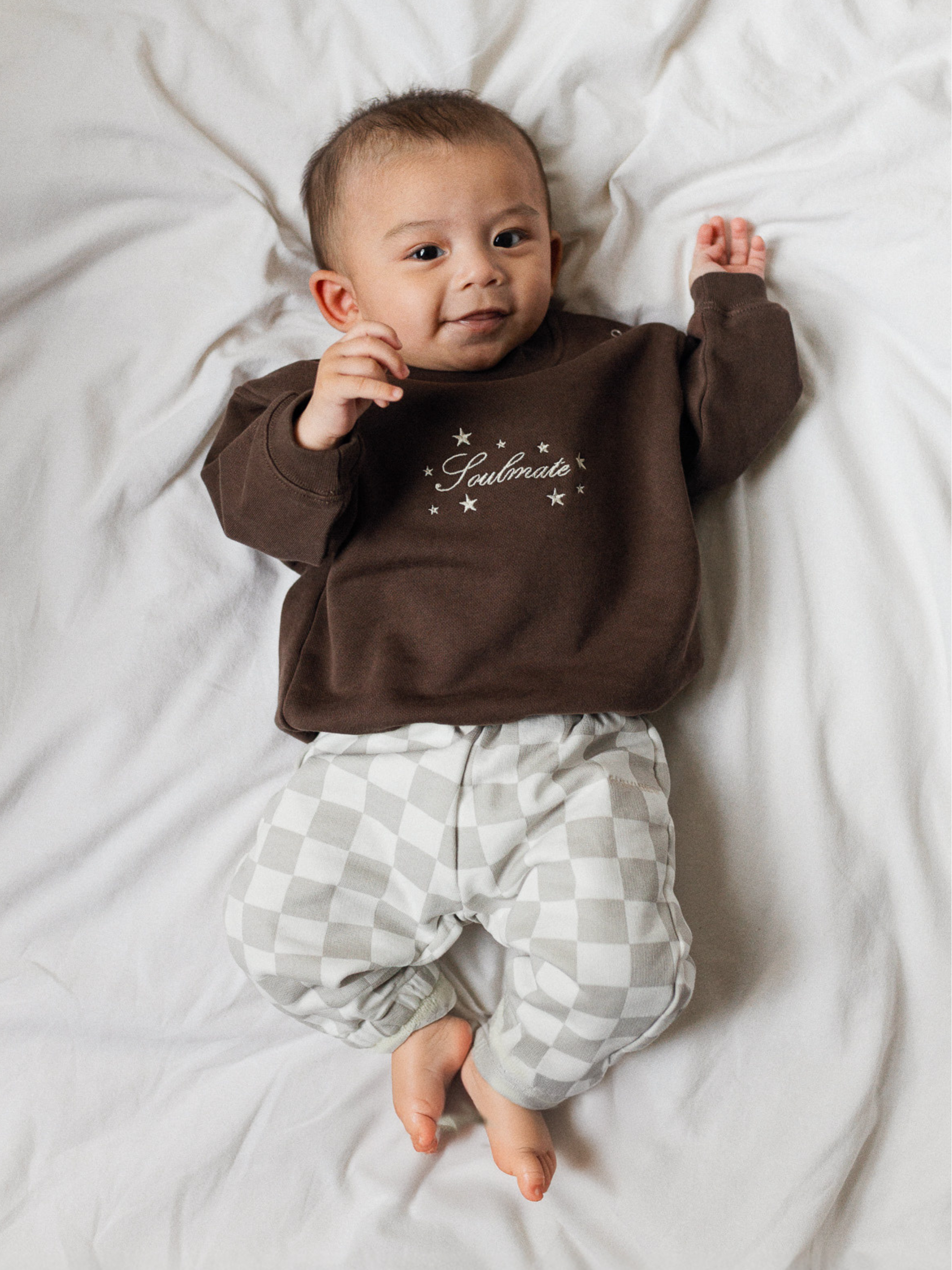 CHECKERED Pants BABY - sand - FAMVIBES