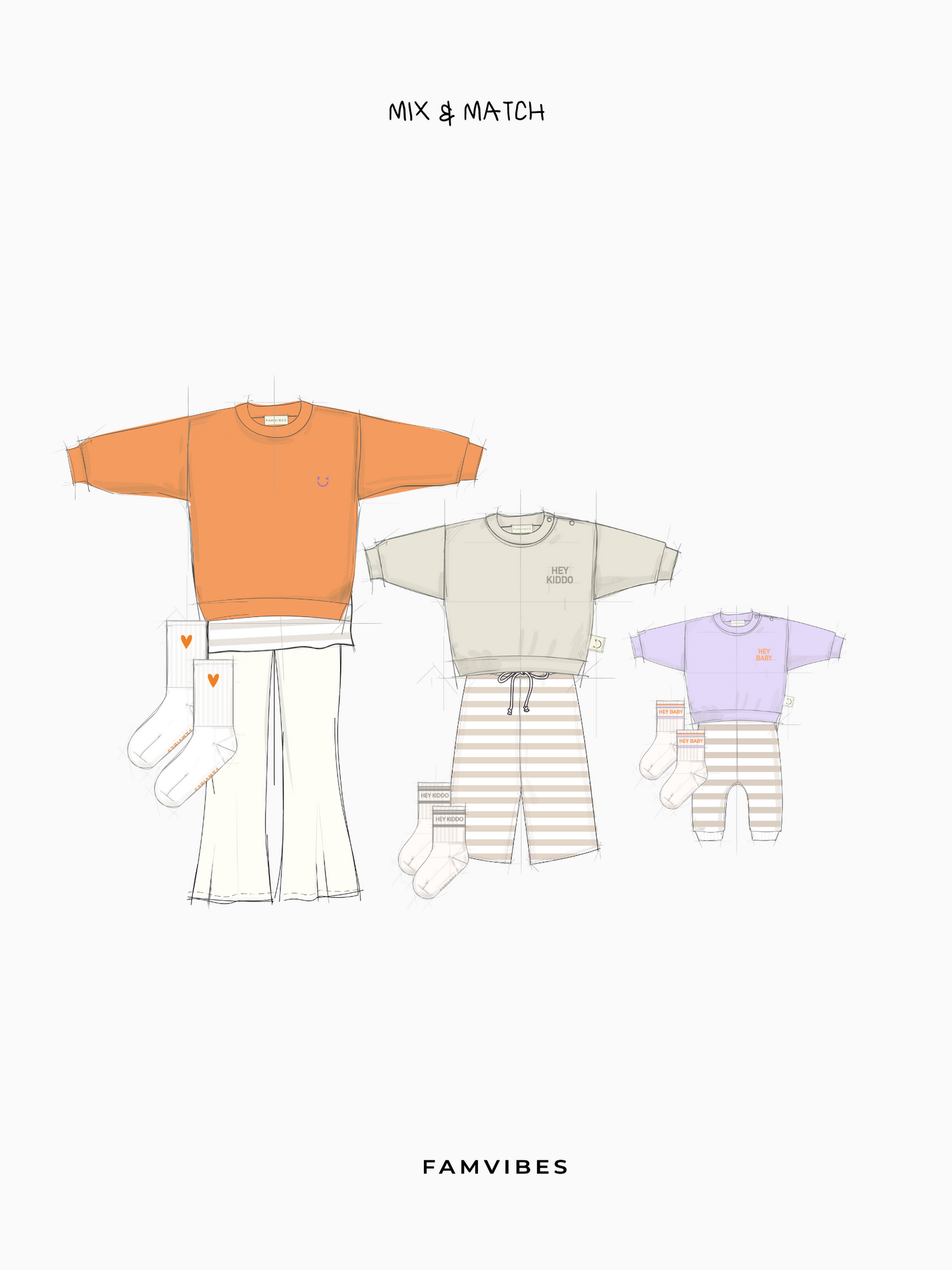 HEY BABY - Socken lavender | orange - FAMVIBES 