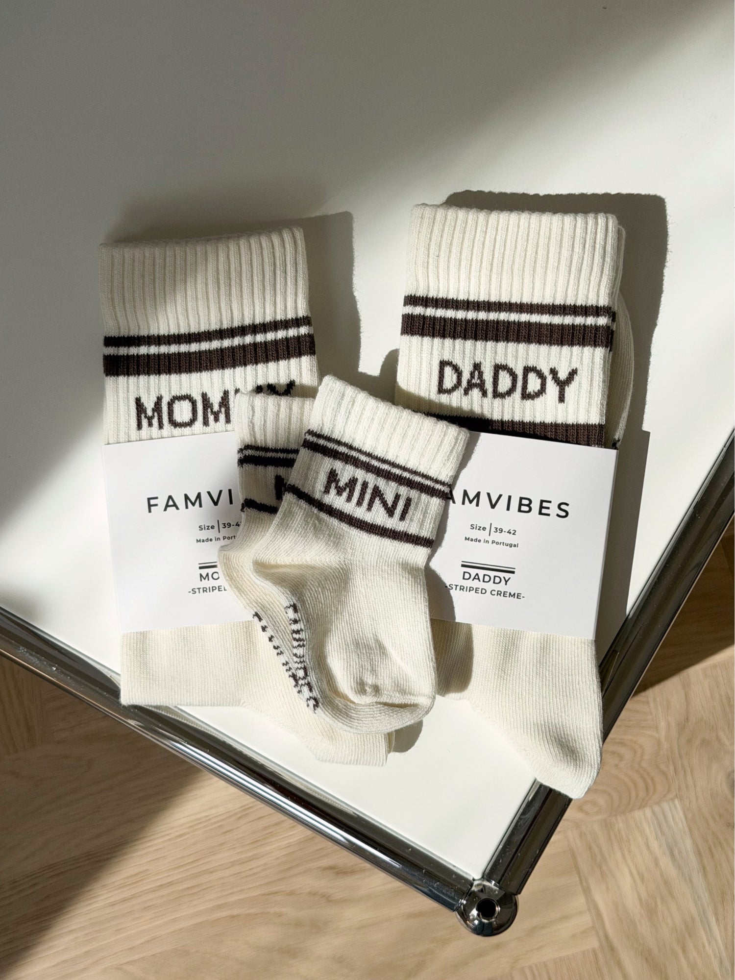 Family Socken Set - Creme striped