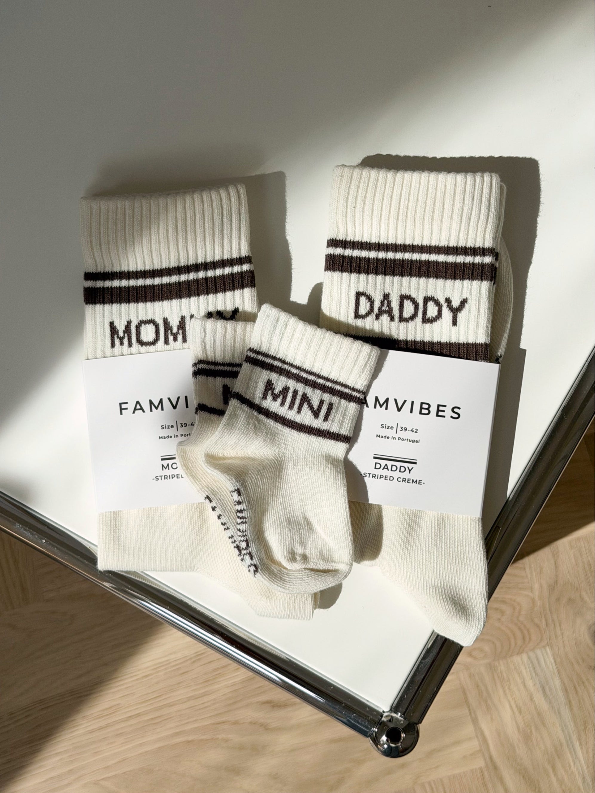 Family Socken Set - Creme striped