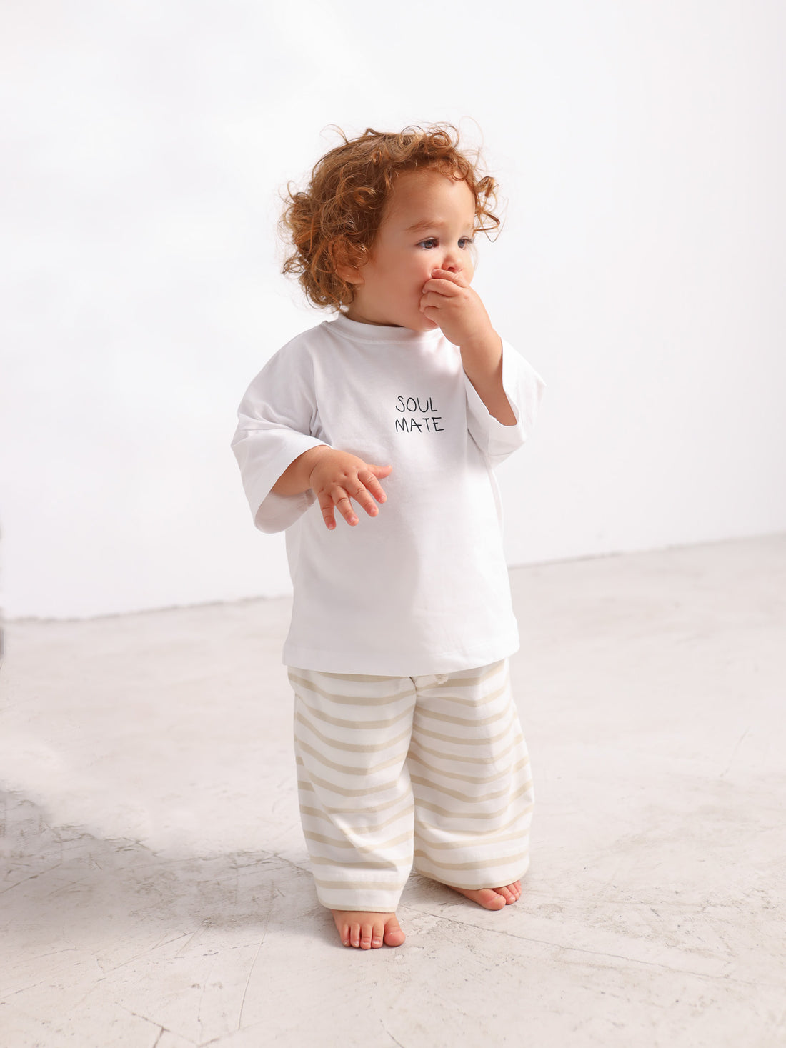 Flowy Pants Striped Kids - beige/ milk - FAMVIBES 