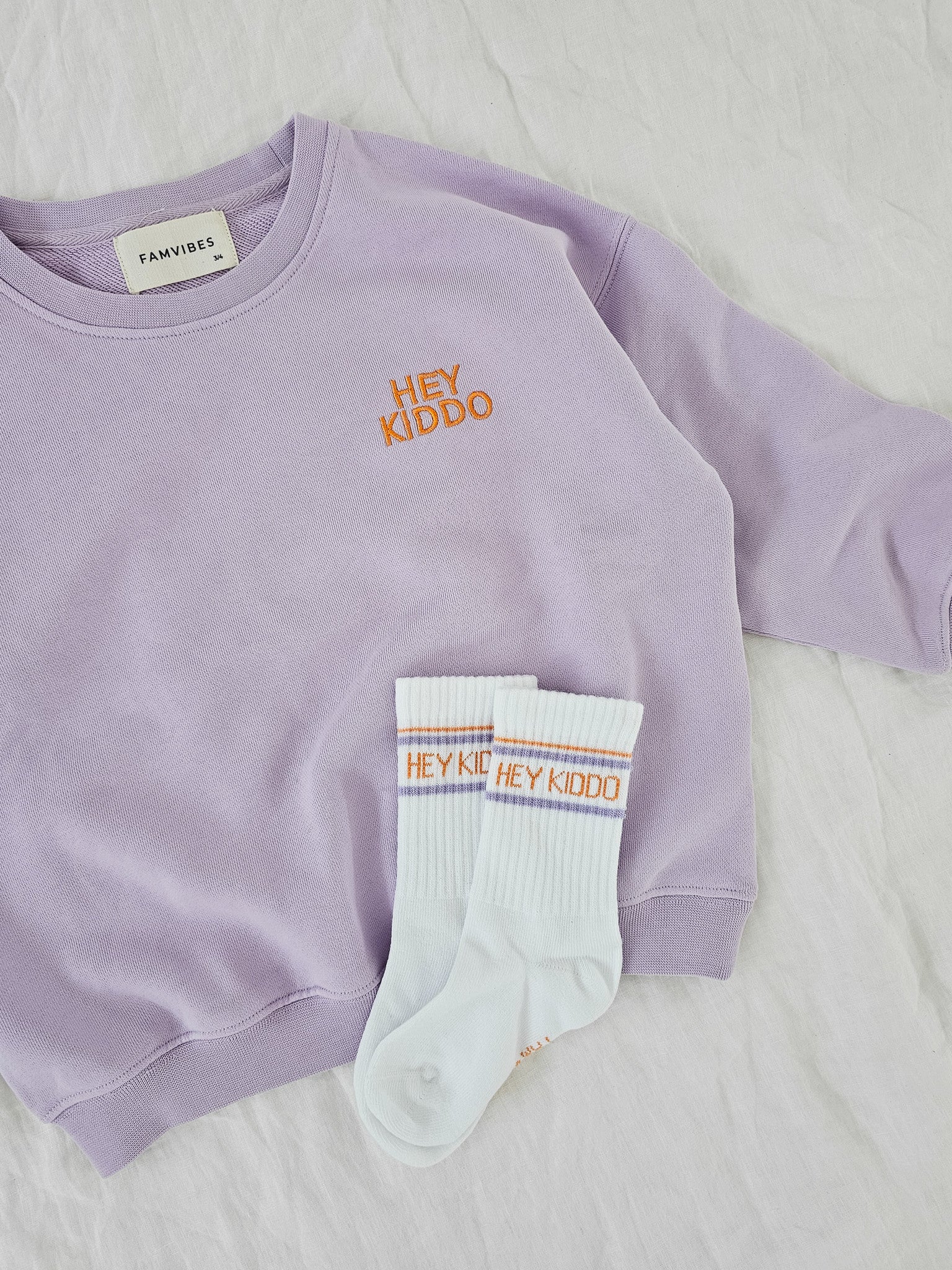 HEY KIDDO - Socken lavender | orange - FAMVIBES 
