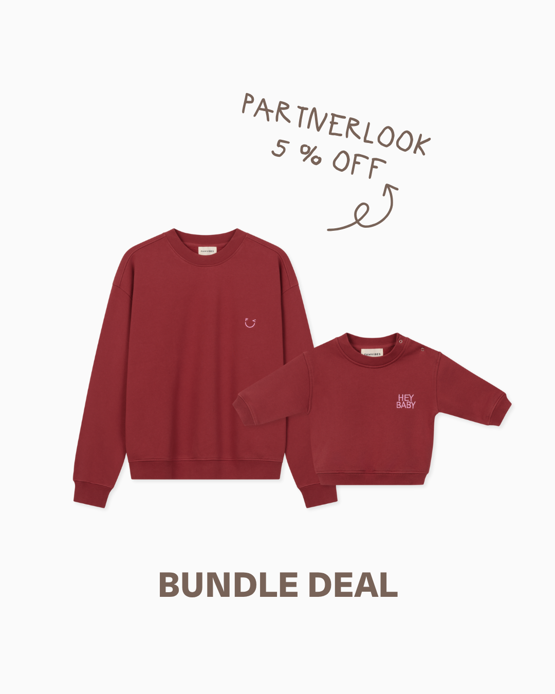 Bundle Deal HEY BABY Sweatshirt - burgundy