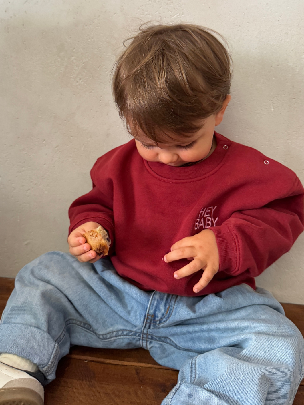 Bundle Deal HEY BABY Sweatshirt - burgundy