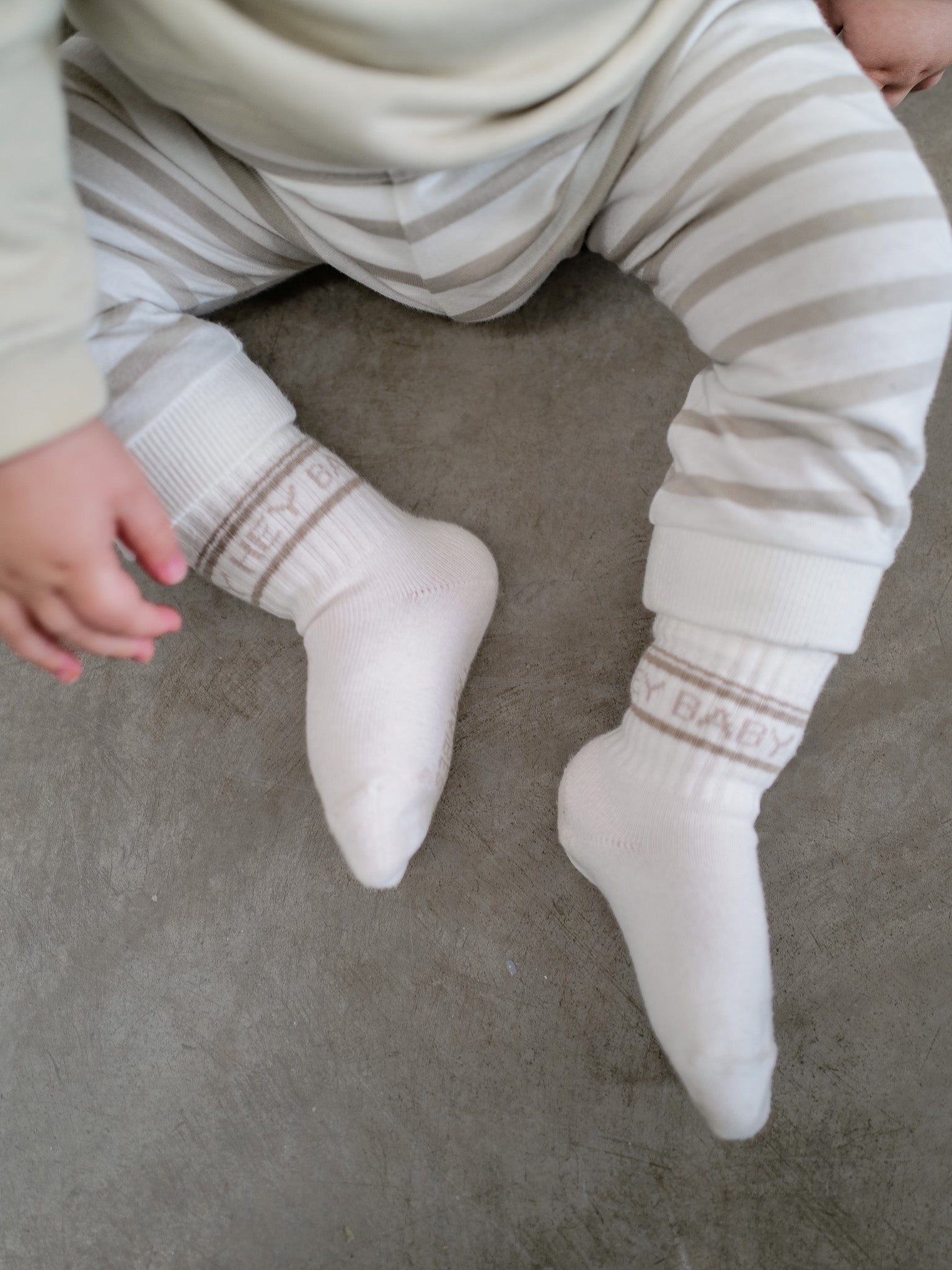 Pants Striped Baby - milk/ beige