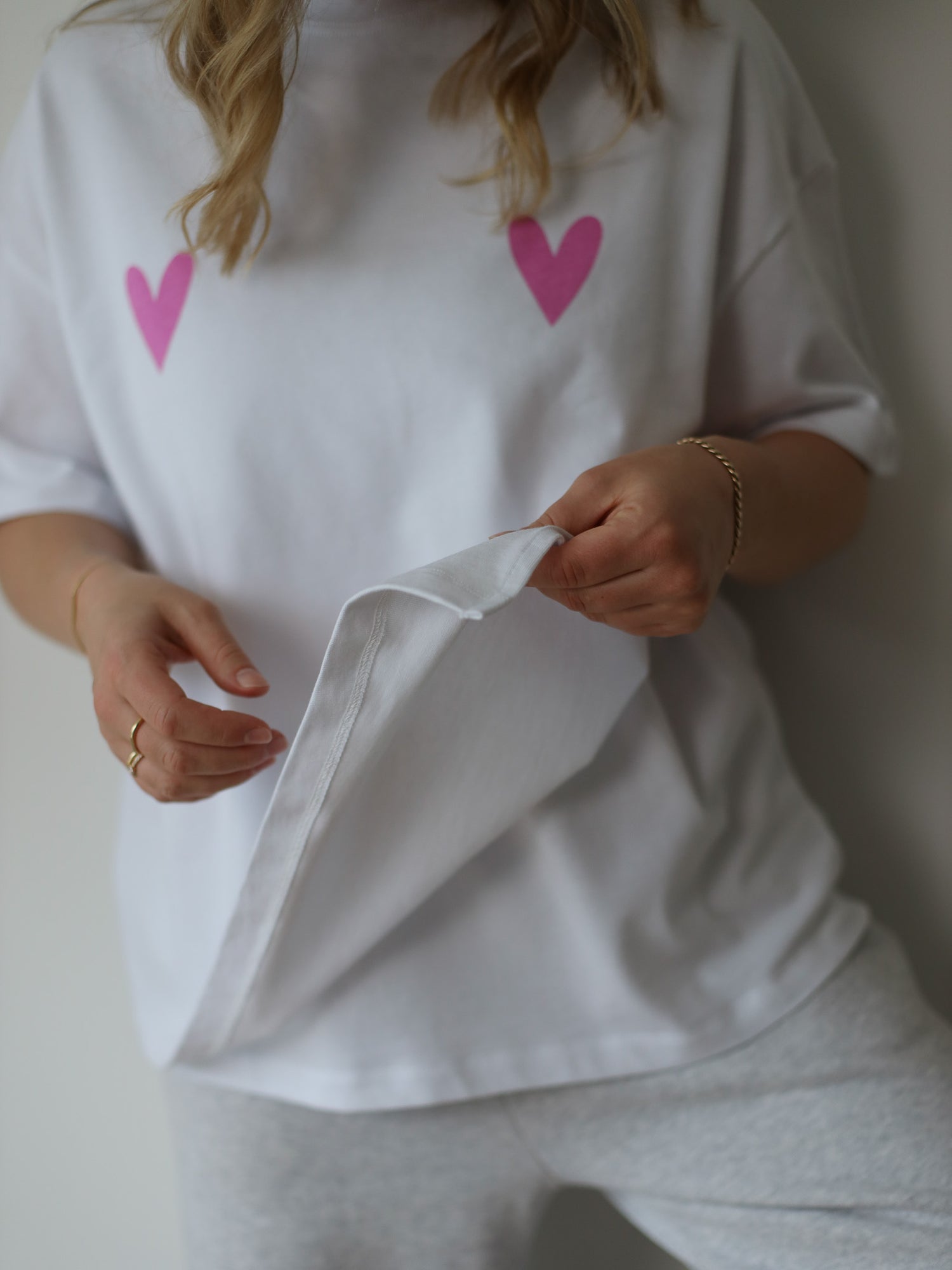 Stillshirt HEARTS - white-pink