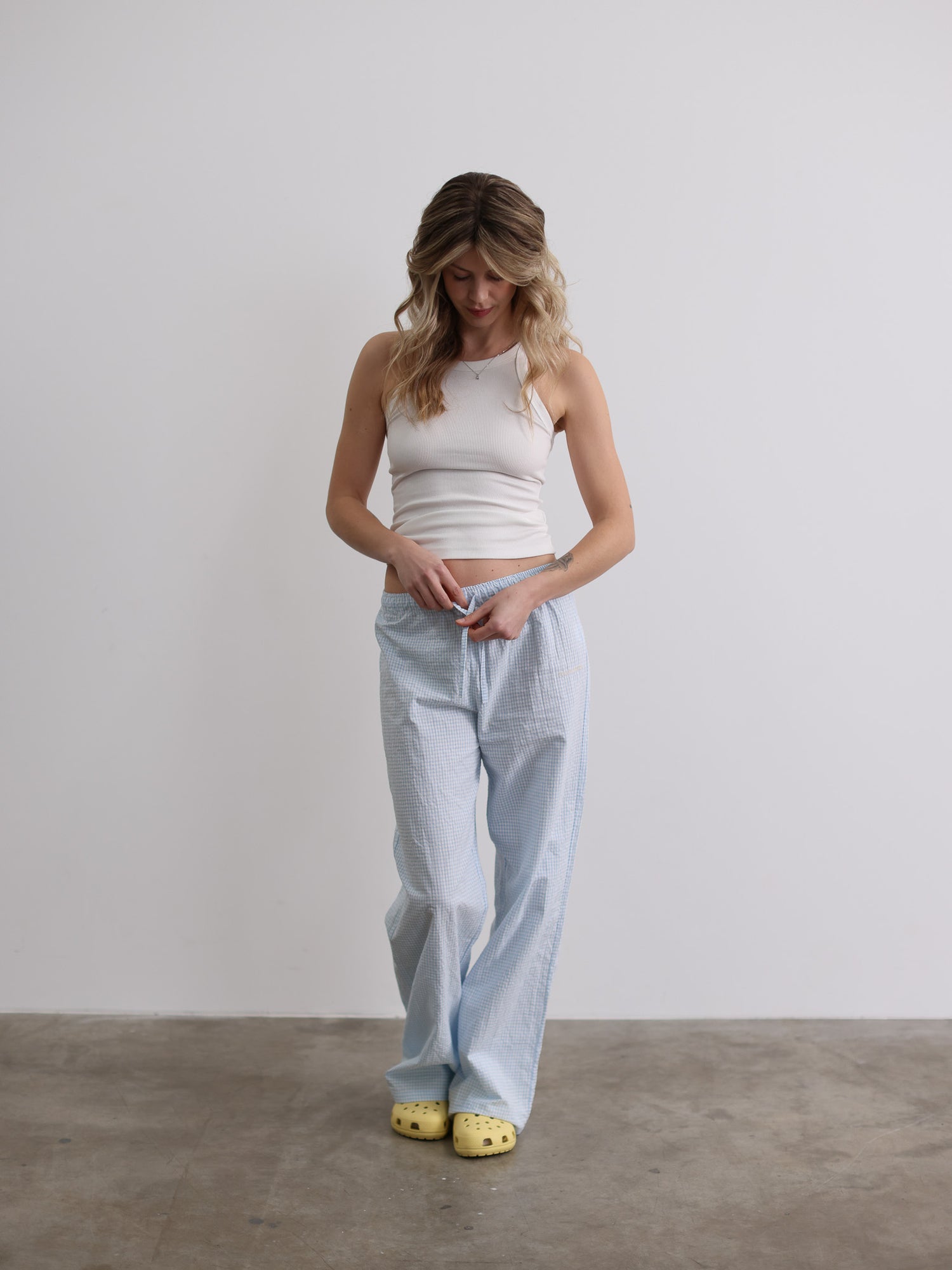 BLUE Vichykaro Pants Unisex