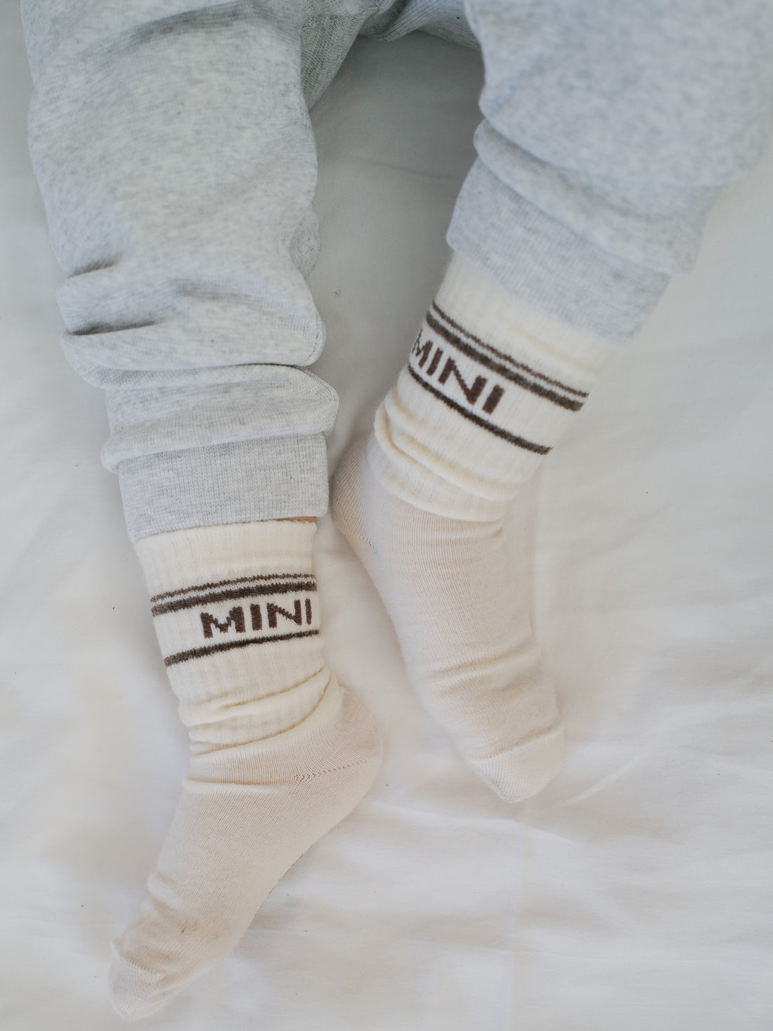 Wollsocken MINI - creme/ braun