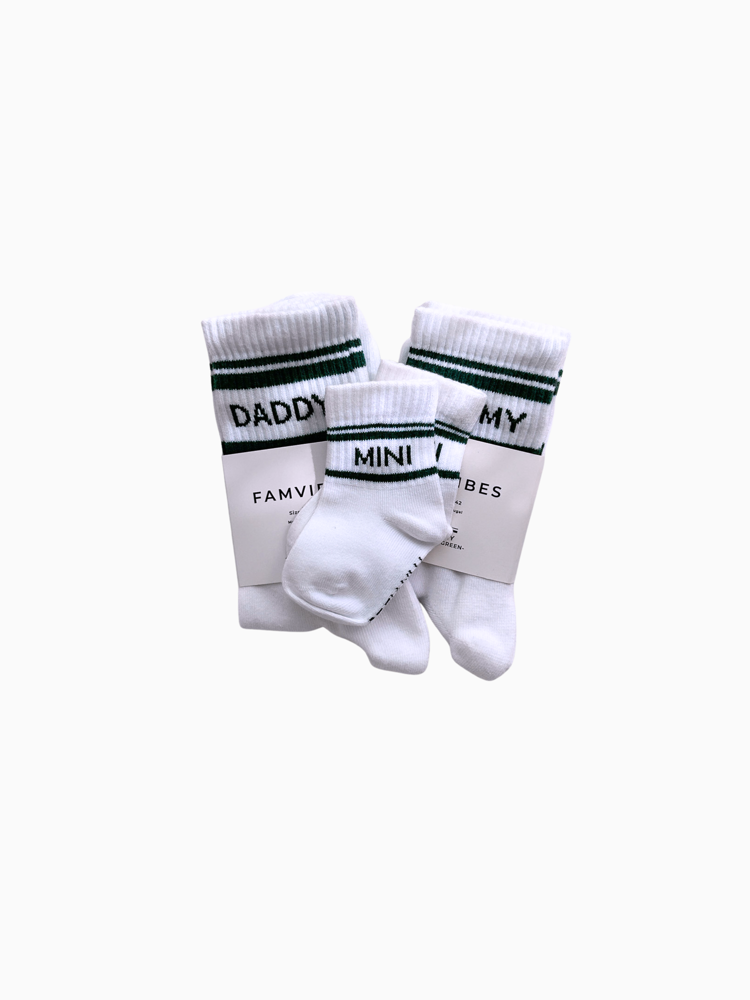 Family Socken Set - Striped green - FAMVIBES 