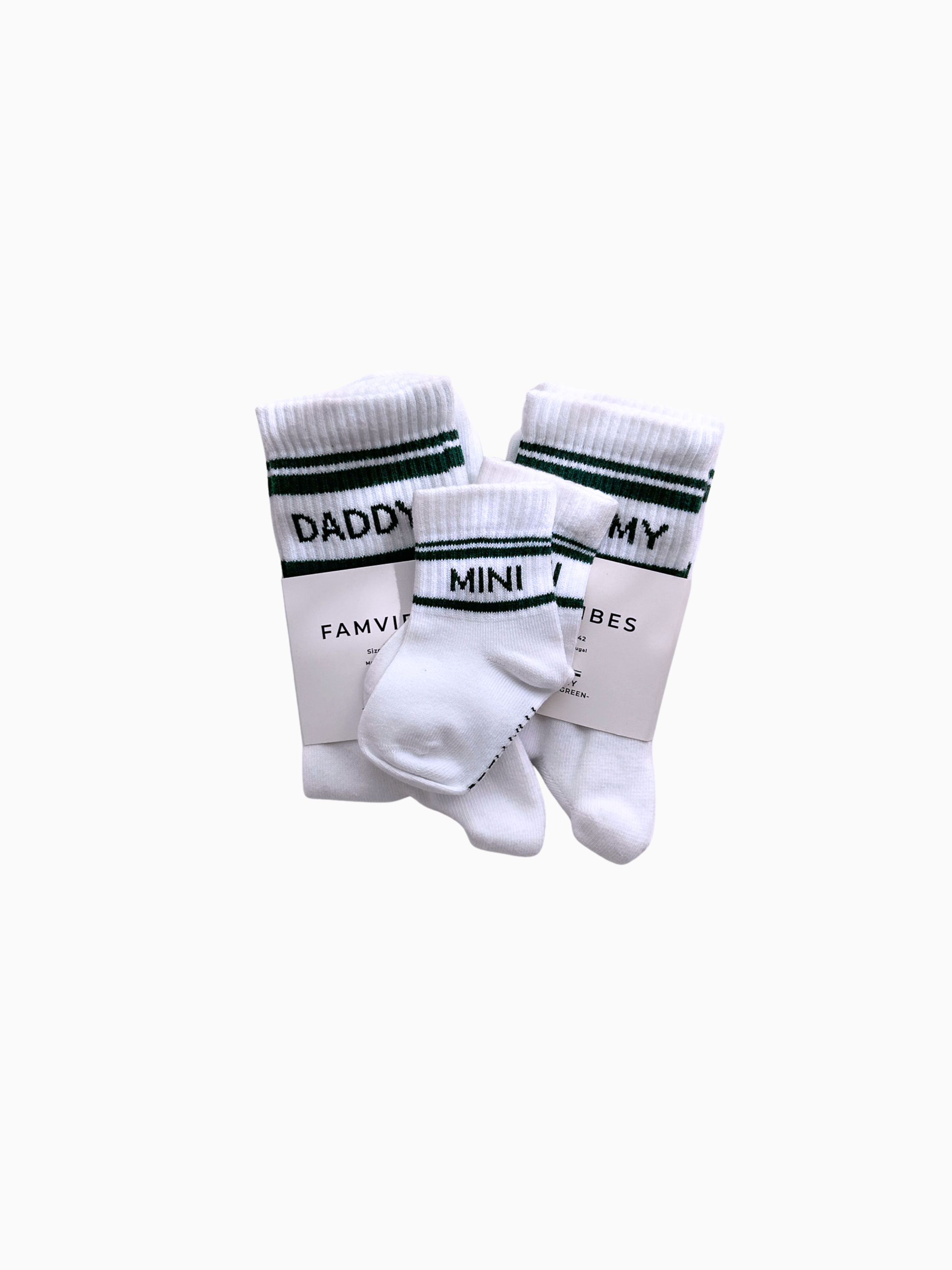 Family Socken Set - Striped green - FAMVIBES 