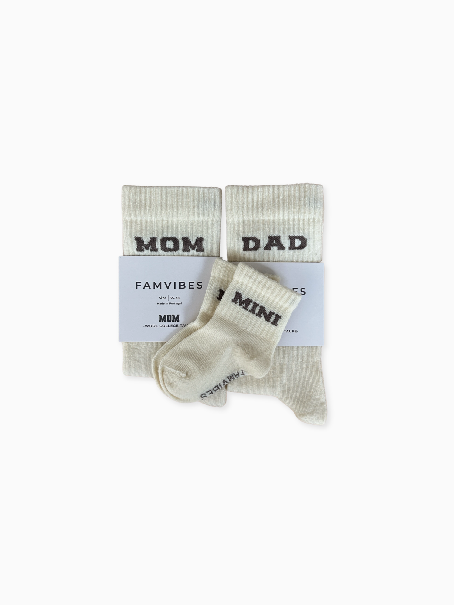 Family Socken Set - Wollsocken College taupe - FAMVIBES 