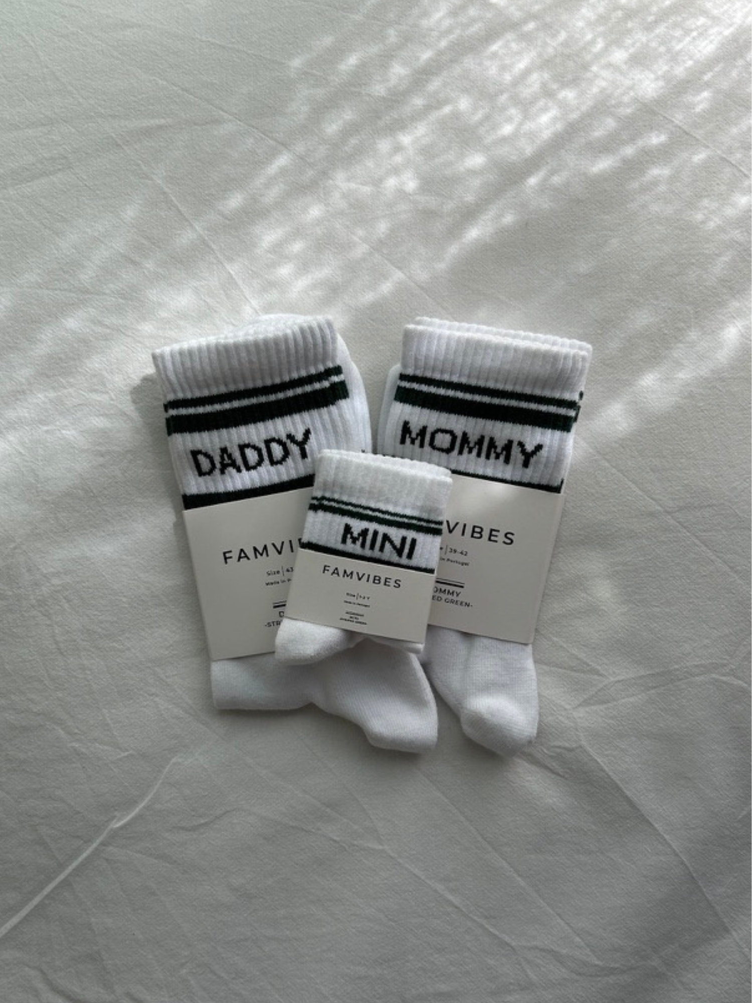 Family Socken Set - Striped green - FAMVIBES 
