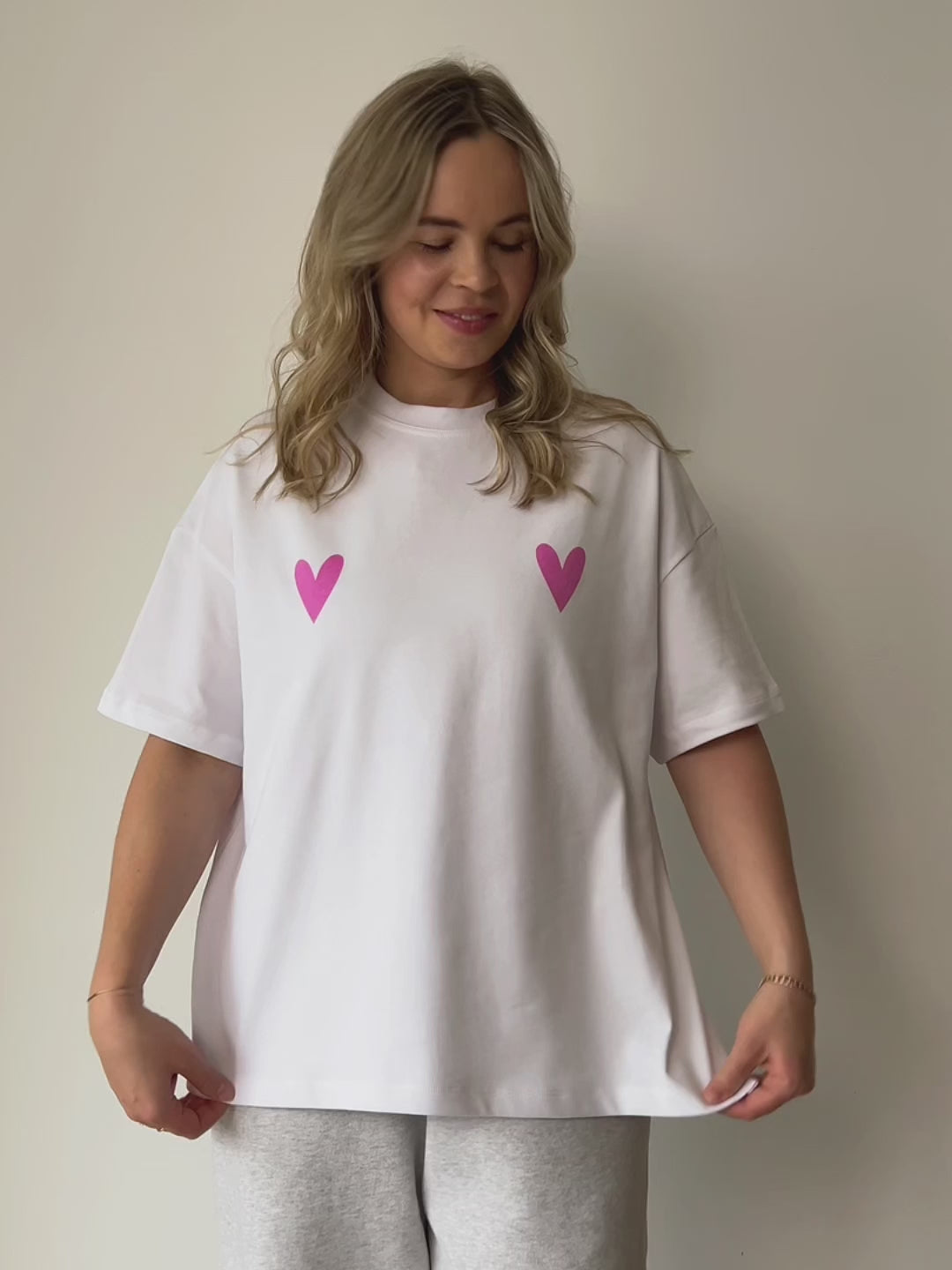 Stillshirt HEARTS - white-pink